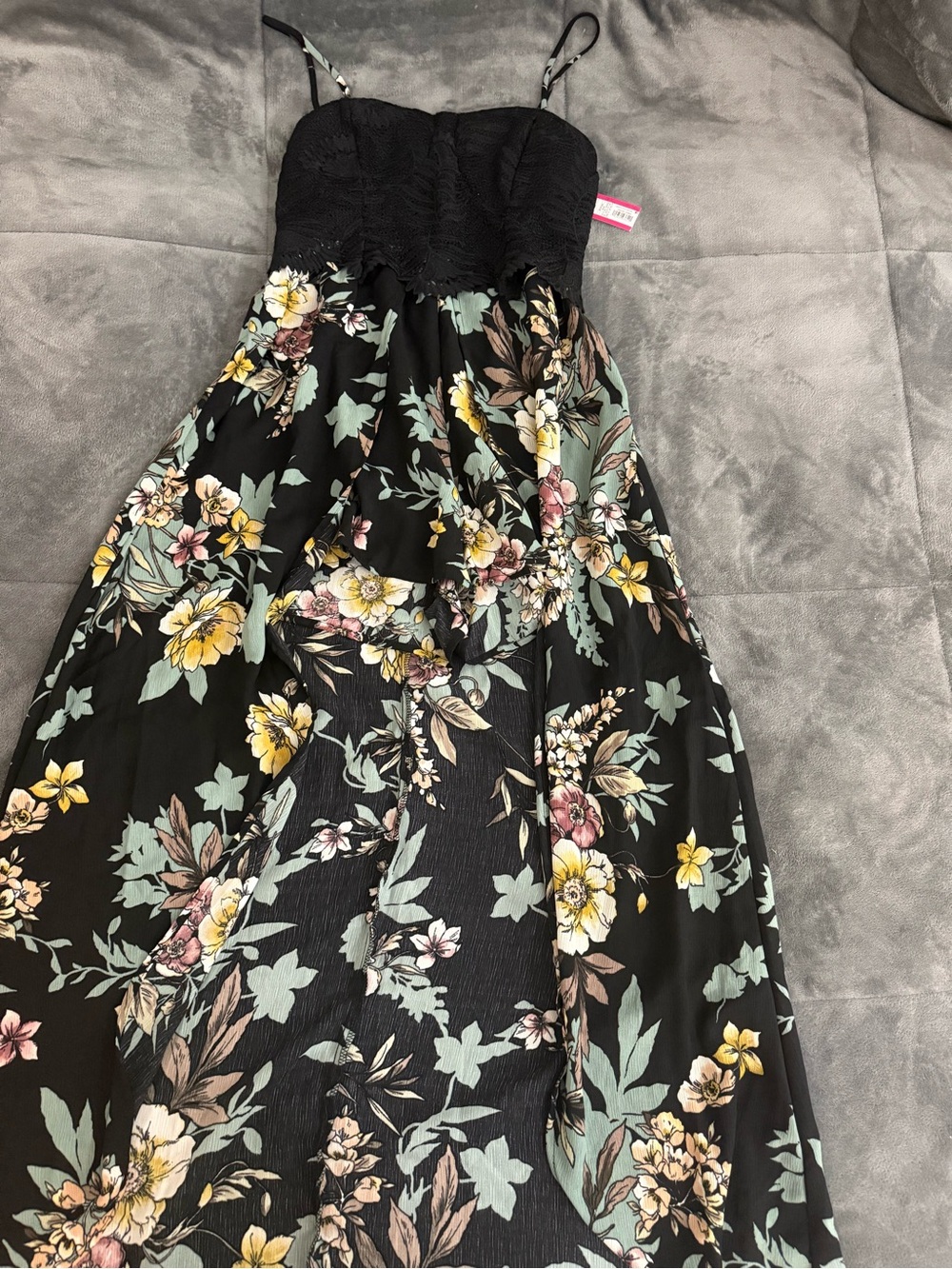 Black Floral High-Low Summer Shorts - Lightweight Floral Print